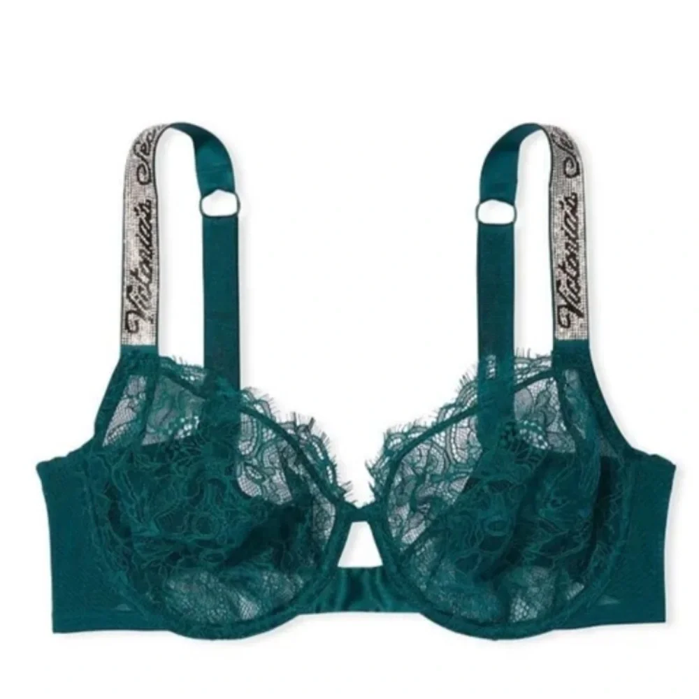 New! Victoria’s Secret shine logo strap unlined lace demi bra 4822